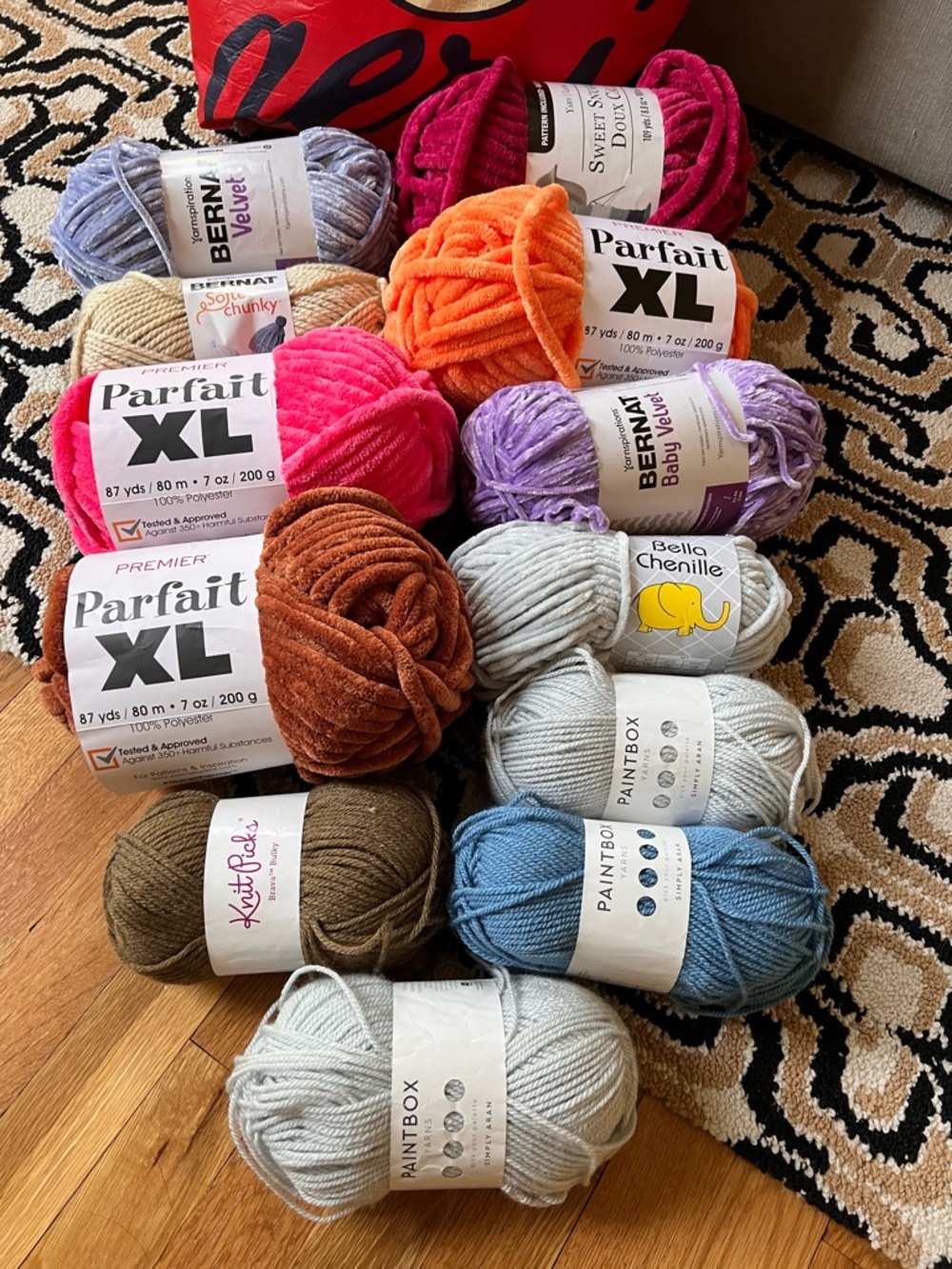 BNWT Assorted Chenille & Acrylic Yarn Bundle - Parfait XL, Bernat, Paintbox